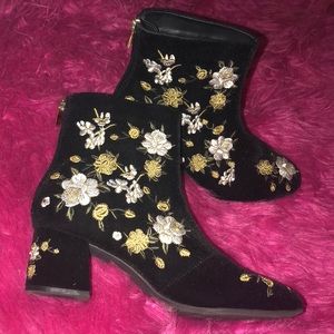 Forever 21 gold roses boots
